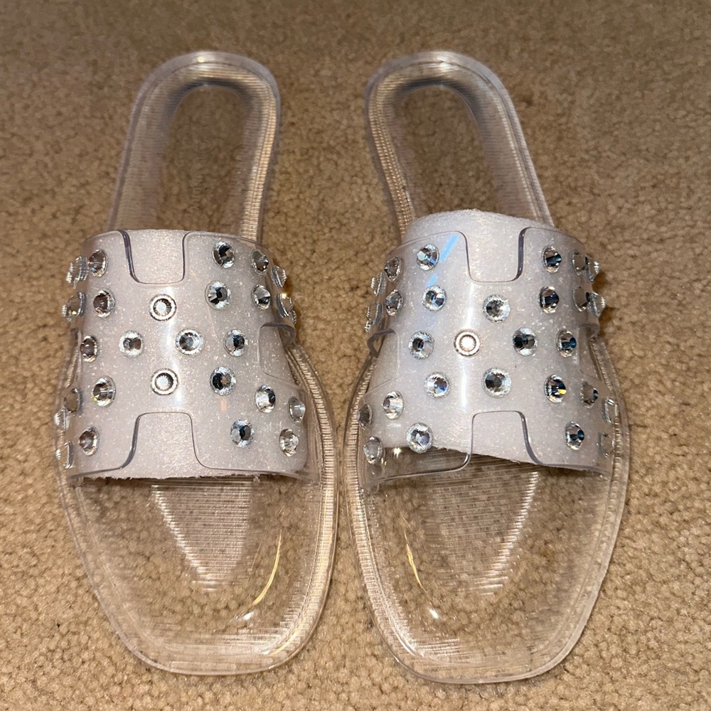 NEW in box Chinese laundry clear jelly sandals with crystals size 10